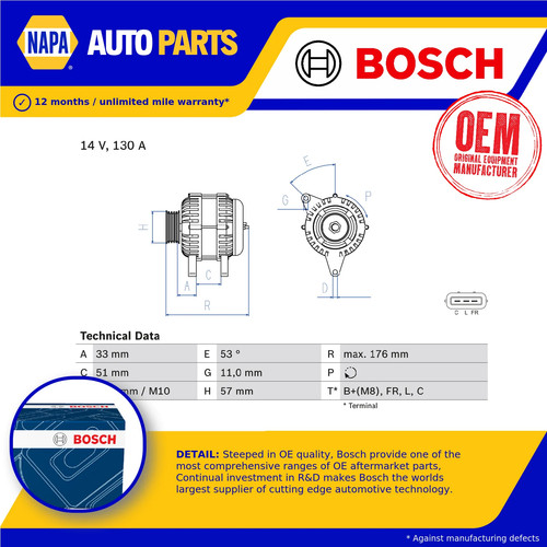Alternator 0986082820 bosch - alternator,