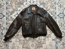 Vintage 1940s WWII Albert Richard Leather Goatskin Bomber Jacket Brown