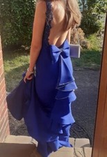 Pia Michi Royal blue prom party bridesmaid dress diamonte size 6/34 With Tags