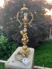 Fine Antique Bronze Louis XV Style Cherub Table Lamp In Very Good Condition Rare