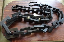 antique Victorian vulcanite chain mourning necklace original hook clasp -84