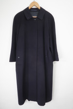 Burberry Wool Trench Coat Navy Blue OverCoat Car Coat Vintage Size 14