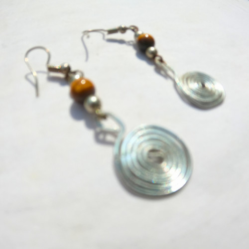 African beaded spiral dangle - african,