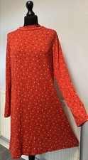 M&S STRETCHY FLORAL JERSEY LADIES TUNIC SHIFT WIGGLE SUN DRESS RED Size 18 VGC