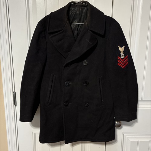 Vintage navy pea coat - vintage, mens