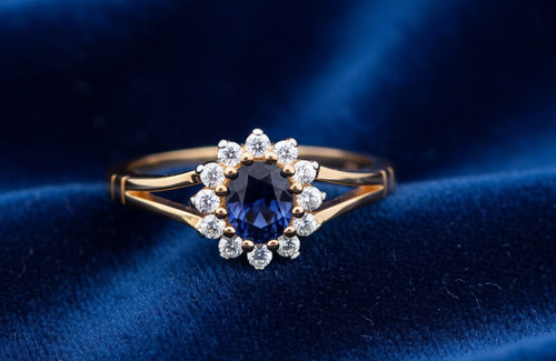 18ct gold sapphire ring - gold, oval