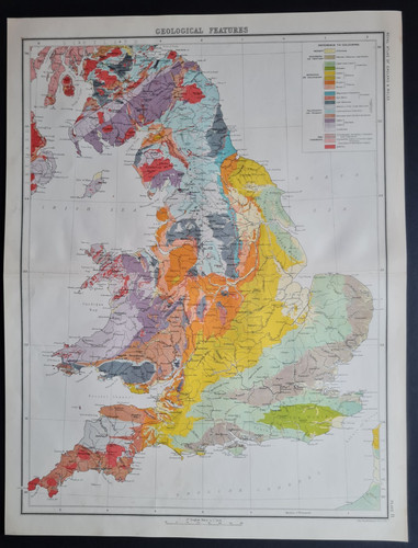 Antique 1898 map england - 1898,