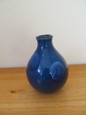 Vintage Poole Pottery  Small  Blue Living Glaze Ovoid 14cm Bud Vase