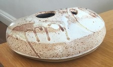 Vintage Studio Pottery Large Brown Pebble Shaped Flower Frog / Posy Vase  17cm