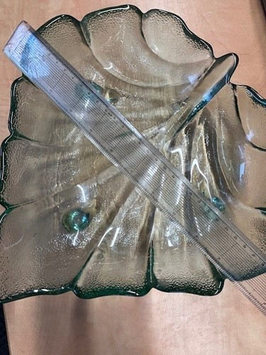 Green glass leaf bowl - glass,