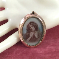 Antique Edwardian Jewellery Gold Pendant Photo Army Soldier Jewelry Memento Mori