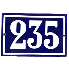 Original French Enamel House Number 235 Sign – Vintage Blue Metal Door Plaque