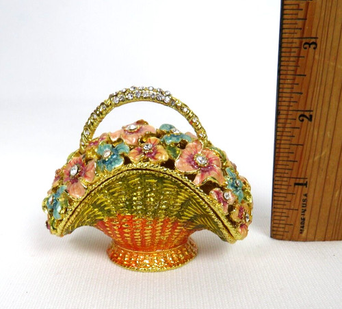 Vtg flower basket pill box - vtg,