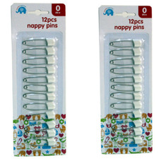 BABY NAPPY PINS SAFETY PINS TRADITIONAL SNAP LOCK DIAPER CLOTHS FASTENER 12 PACK