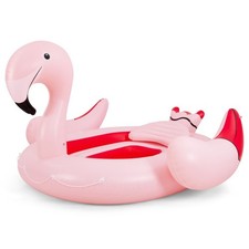 6-Person Inflatable Flamingo Floating Island with 6 Cup Holders for Pool/River