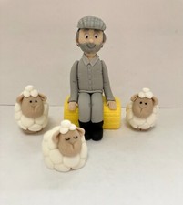 Handmade Edible Farmer and Sheep, Cake Topper Decoration, Birthday