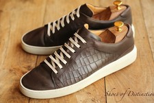 Russell & Bromley Crocodile Brown Woven Leather Trainers Shoes Men's UK 9 US 10