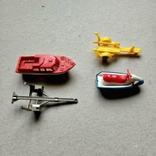 Majorette Speed Boat & Mattel Jet Ski both on Trailers. Vintage, Good Condition.