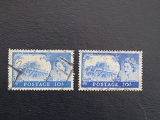 QEII SG 538 and SG538a. St Edwards Crown.  10s castle. Both shades. Good  used.