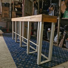 Bar Bench Pine Top Steel Base Heavy Duty Salvage From swan Restaurant London