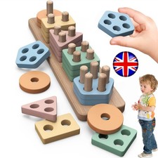 Wooden baby stacking toy - stacking,