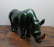 Rare Aynsley Animal Kingdom Green Rhinoceros Figurine Ornament Collectable