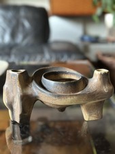 Rare Vintage 1970s Dutch Studio Pottery Tri - Leg  Ikebana / Vase By Lore Bessel