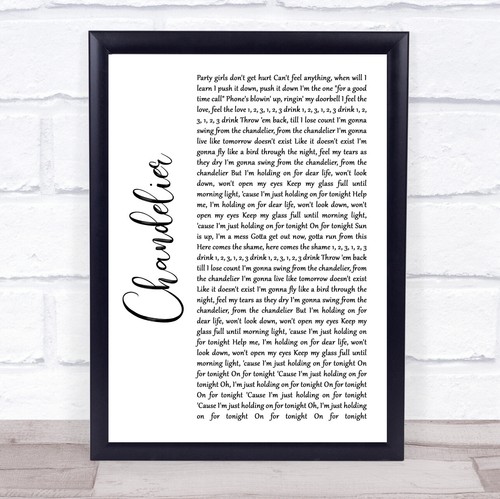 Chandelier white script song - chandelier,