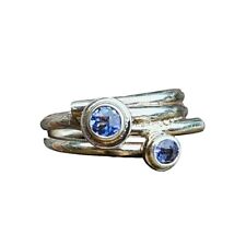 MODERNIST FM 18K WHITE GOLD TANZANITE TOPAZ RING SIZE J BLUE PURPLE JEWELLERY 