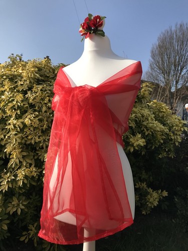 Red organza shawl wedding - organza, shawl,
