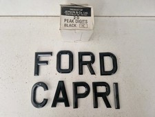 Vintage Unused Black Number Plate Letters Spell FORD CAPRI Showroom Mancave Sign