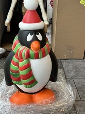 28" Lighted Christmas Penguin with Red/Green Scarf Blow Mould chilly willy