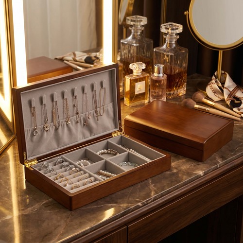 Vintage wooden jewellery box - wooden,