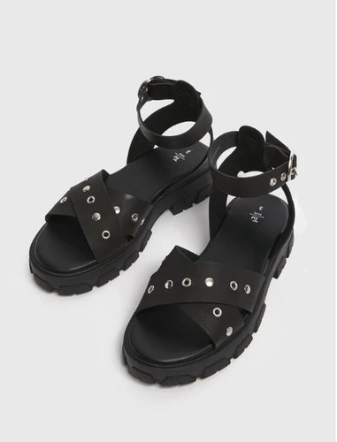 Black strappy stud sandals - tu,