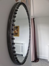 Modern Art Mirror _ Round 50cm in diameter _ Metal Frame Silver 2cm deep