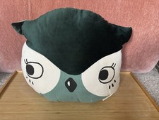 Nobodinoz Organic Cotton Eden Green Velvet Top Owl Face Cushion Nursery Kids