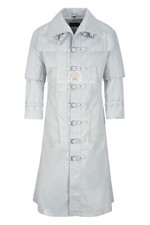 Pirate Captain Coat Full Length Overcoat White Costume Movie Coat Real LEATHER