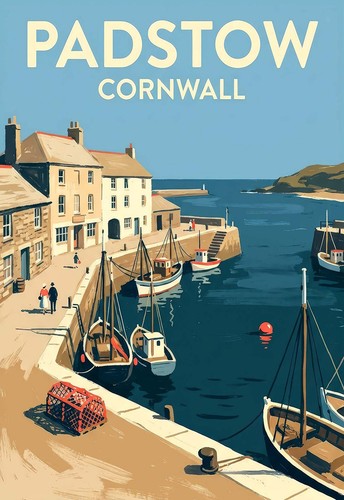 Travel poster padstow cornwall - padstow,