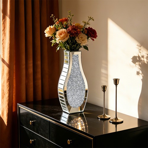 Silver crushed diamond flower - silver,