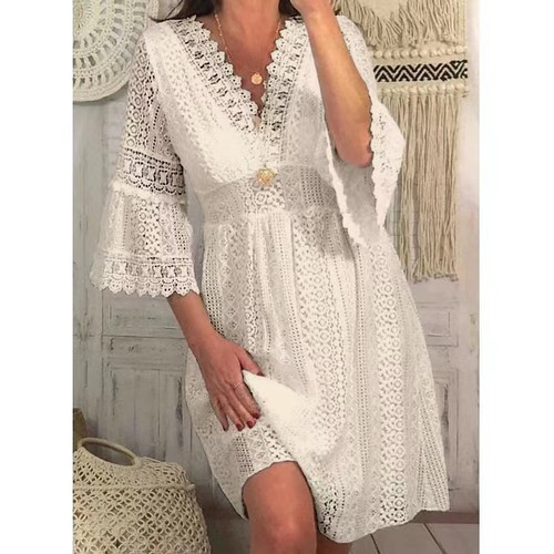 Ladies lace summer mini dress - lace,