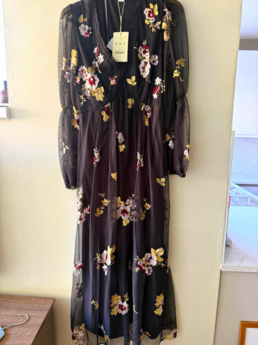 Monsoon black embroidered mesh - black,