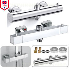 Twin Outlet Thermostatic Shower Bar Mixer Valve Taps Chrome Bathroom Exposed Bar