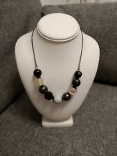 Next pewter black metallic faceted crackle bead necklace