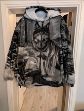 Mens Wolf Fleece Zip Hoodie
