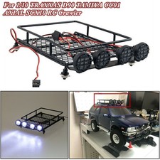 Roof Rack Luggage Carrier w/LED Light Bar For 1/10 Traxxas TAMIYA Crawler RC Car
