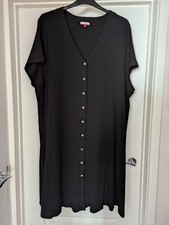 Joe Browns Plus Size 32 Black Button Through Ribbed Dress In Good Condition