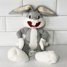Bugs Bunny Boots Looney Tunes Plush Soft Toy Grey White 12” Pre Loved