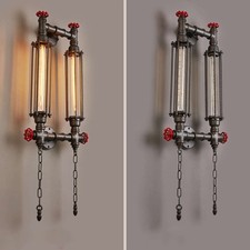 Double Steampunk Industrial Corridor Long Pipe Wall Lamp Retro Light Sconce