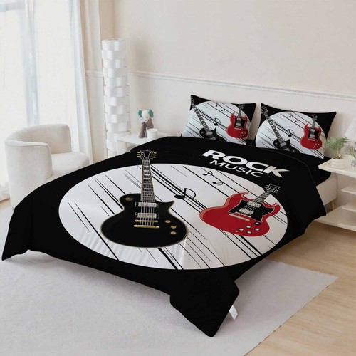 Guitar quilt cover set - guitar,