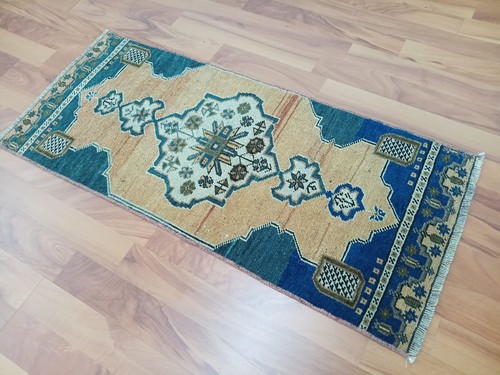 Antique rug vintage blue - rug,